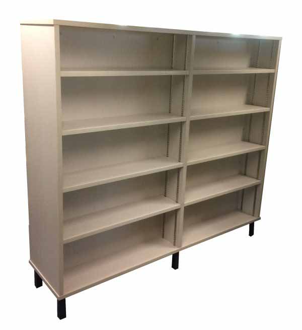 Library Shelving 2 Bay Double Sided Melamine Shelving in Oyster Linear
