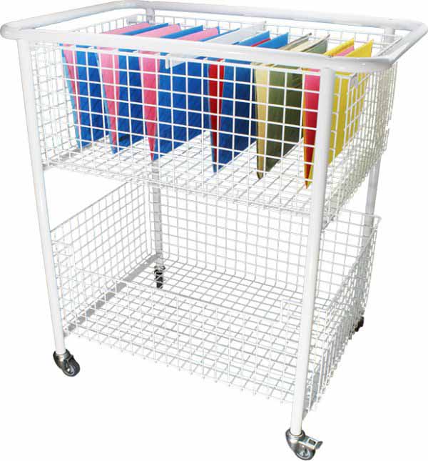 wire basket trolley for legal and medical files