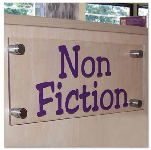 classroom library furniture - custom perspex signage non fiction