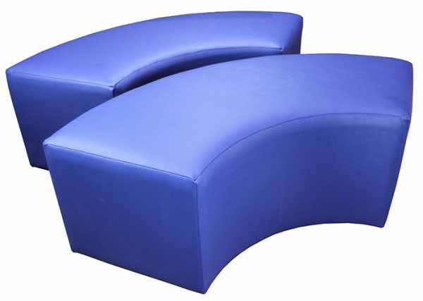 Blue curved library ottoman set