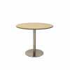 Round Table with Flat Base Natural Oak Top Chrome Base