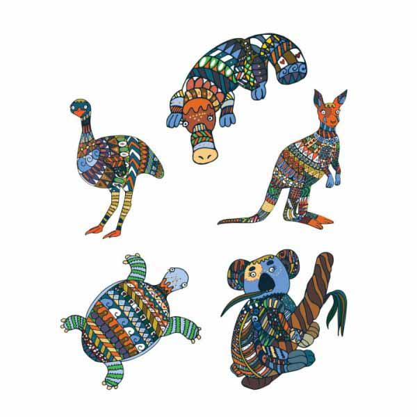 Australian Animals Wall Graphics Set of 5