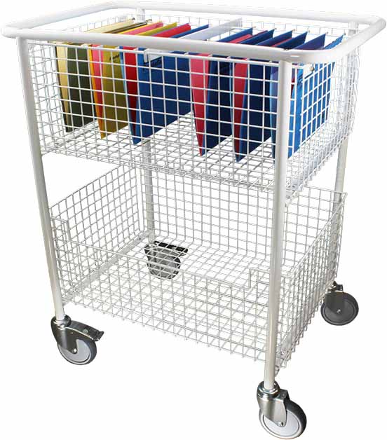 wire basket mail trolley for legal and medical files