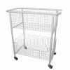 Library Trolley Wire Basket Model C with Wheels White