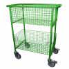 Library Trolley Wire Basket Model C with Extra Large Wheels Green