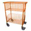 Library Trolley Wire Basket Model C with Extra Large Wheels Orange