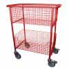 Library Trolley Wire Basket Model C with Extra Large Wheels Red