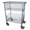 Library Trolley Wire Basket Model C with Extra Large Wheels Silver
