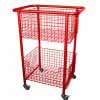Library Trolley Wire Basket Model B with Wheels Red