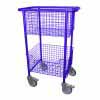 Library Trolley Wire Basket Model B with Extra Large Wheels Blue