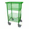 Library Trolley Wire Basket Model B with Extra Large Wheels Green