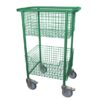 Library Trolleys Wire Basket Model B Lawn Green on Heavy Duty Castors
