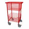 Library Trolley Wire Basket Model B with Extra Large Wheels Red