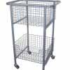 Library Wire Basket Trolley Model A with Wheels Silver