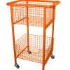 Library Trolley Wire Basket Model A with Wheels Orange