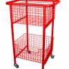 Library Trolley Wire Basket Model A with Wheels Red