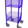 Library Trolley Wire Basket Model A with Extra Large Wheels Blue