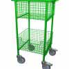 Library Trolley Wire Basket Model A with Extra Large Wheels Green