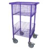 Library Wire Basket Trolley Model A Purple on Heavy Duty Castors