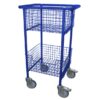 Library Wire Basket Trolley Model A Space Blue on Heavy Duty Castors