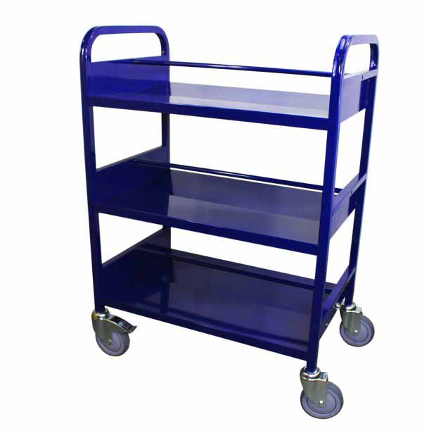 Library book Trolley on large lockable castor wheels
