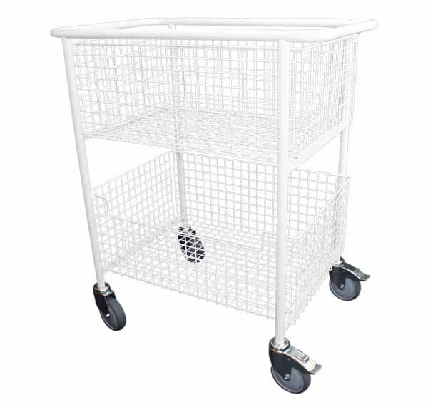 wire basket trolley fitted with high quality, extra large castor that provides the additional footprint to easily roll over most surfaces.