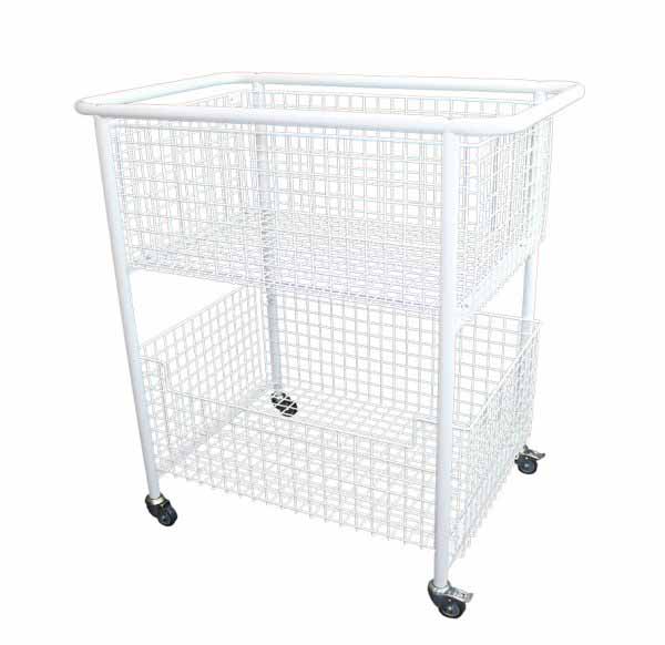 Library Wire Basket Trolley Extra Large with wheels white