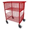 Extra Large Wire Basket Book Trolley Heavy Duty Castors Flame Red