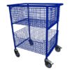 Extra Large Wire Basket Book Trolley Heavy Duty Castors Space Blue