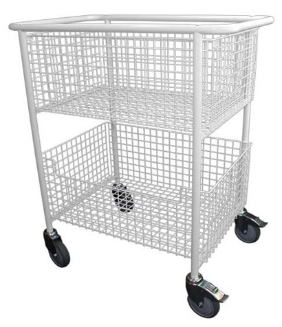 Wire Basket Storage Trolley with Castors White