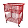 Extra Large Wire Basket Book Trolley on Castors Flame Red