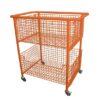 Extra Large Wire Basket Book Trolley on Castors Orange X15