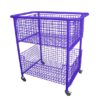 Extra Large Wire Basket Book Trolley on Castors Purple