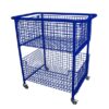 Extra Large Wire Basket Book Trolley on Castors Space Blue