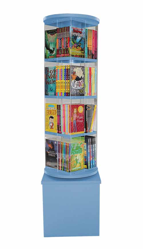 library book display spinner light blue