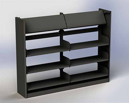 Library Shelving with Front Facing Display and Flat Shelves