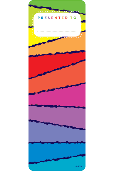 rainbow stripes library and teacher bookmarks