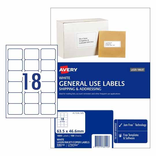 Avery Label L7161GU General Use 18UP