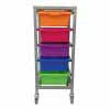 tote trolley single for use in classrooms with bright coloured trays