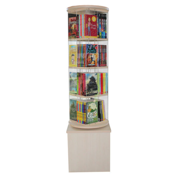 Library Book Display Spinner Woodgrain