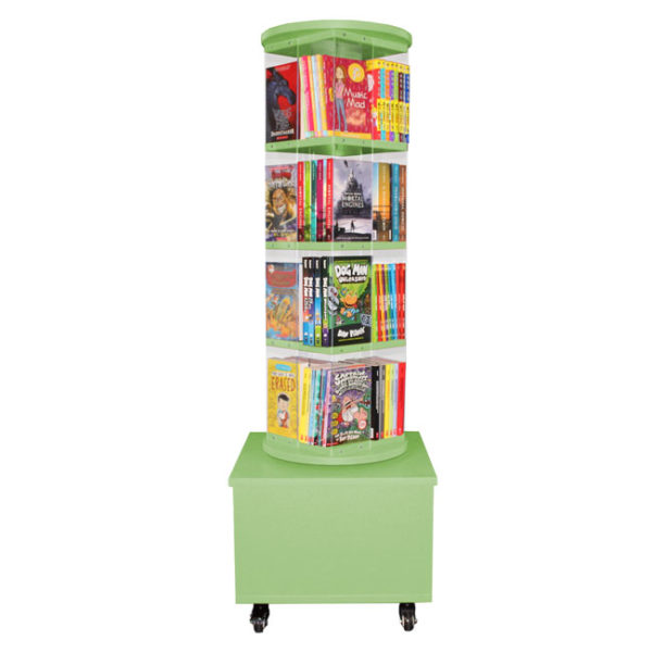 Library Book Carousel Spinner on Castors Light Green