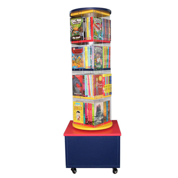 Library Book Carousel Spinner on Castors Multicolour