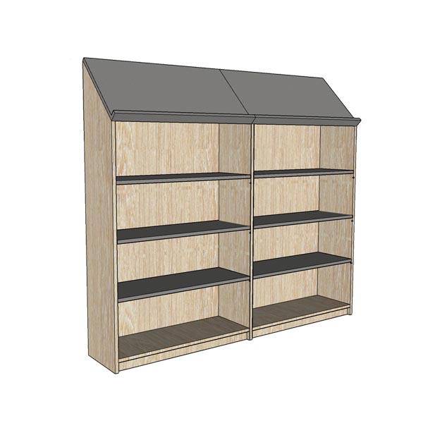 2 Bay Single Sided Library Shelving 1500mm high