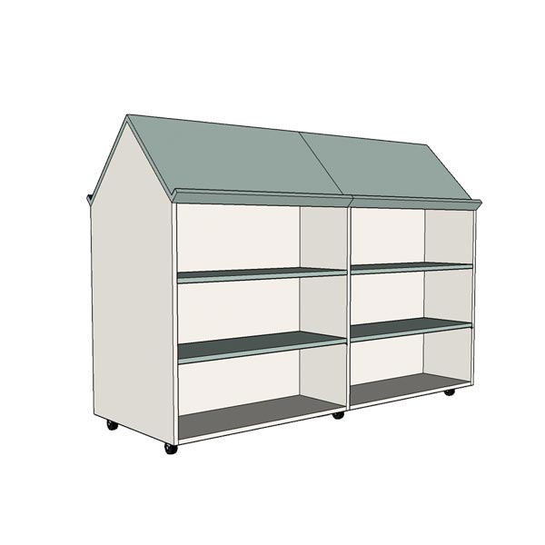 2 Bay Display Top Library Shelving Bookcase on Castors