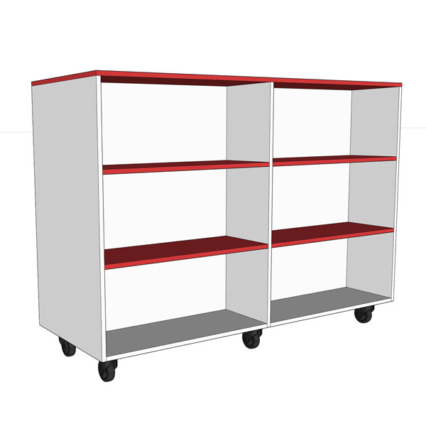 library bookcase on wheels 2 bay double sided 1200mm high