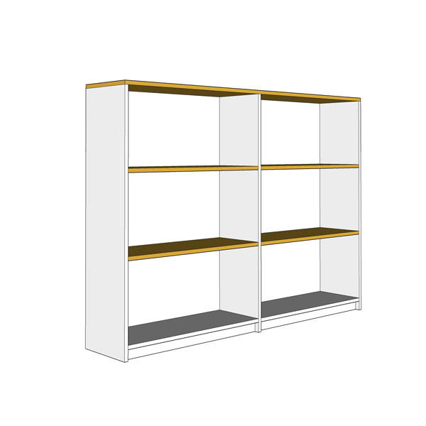 2 Bay single sided library bookcase 1200mm H