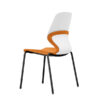 Durable and stylish visitor chair Kaleido with orange seat and white backrest