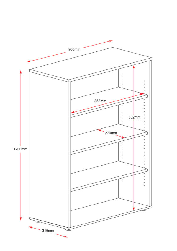 1782 Bookcase 1200mm High Line Drawing.jpg