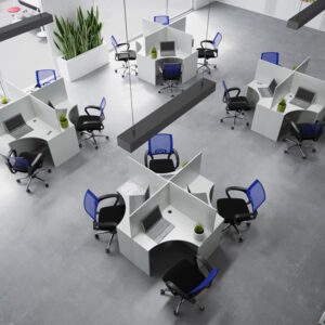 1988 Iso Study Carrel 4x Nest Of 4 Desks Top View.jpg