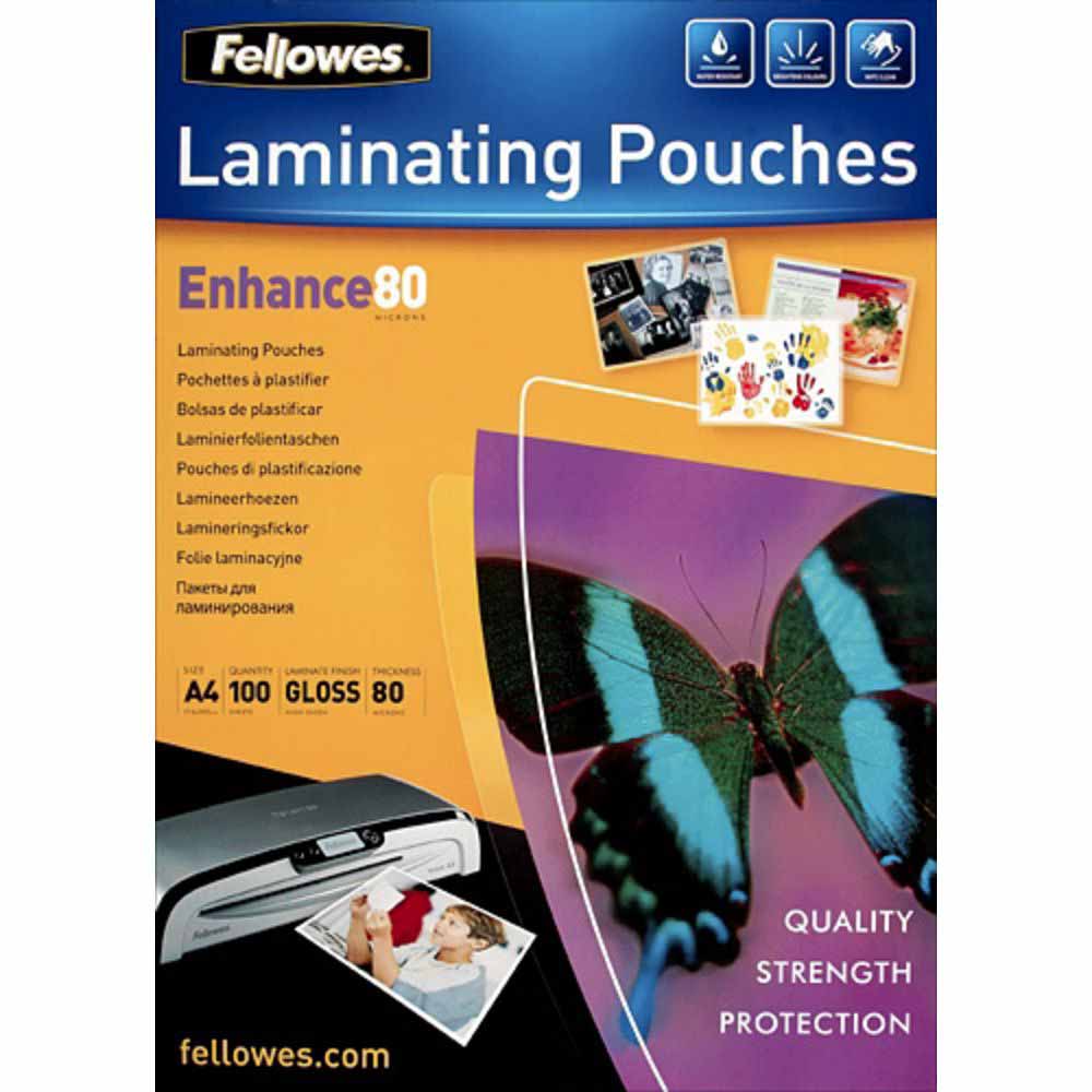 Fe5306101 Fellowes Fellowes 80 Micron A4 Glossy Laminating Pouches 100 Pack Clear 1.jpg